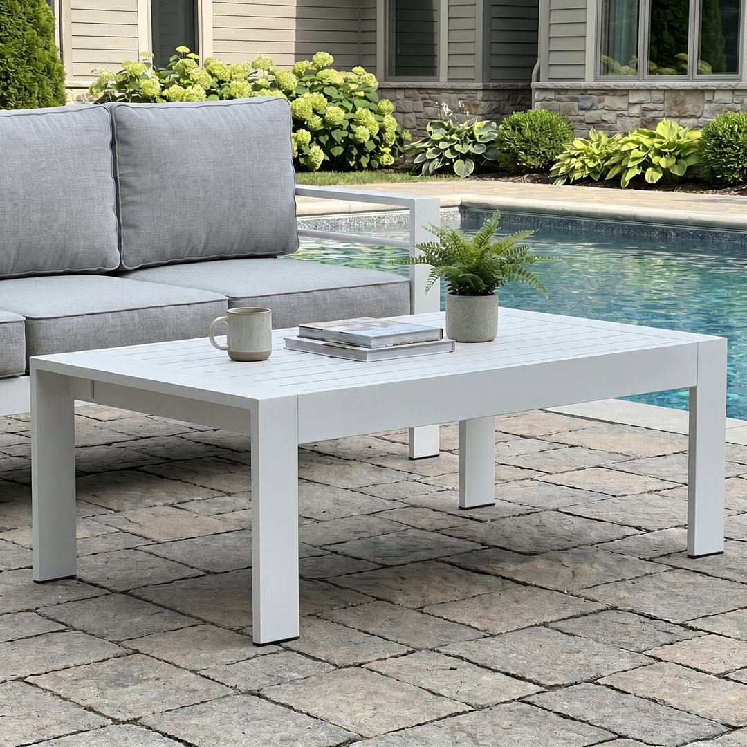 Alturas Standalone Product Aluminum Outdoor Patio Coffee Table Modern Rectangle End Table